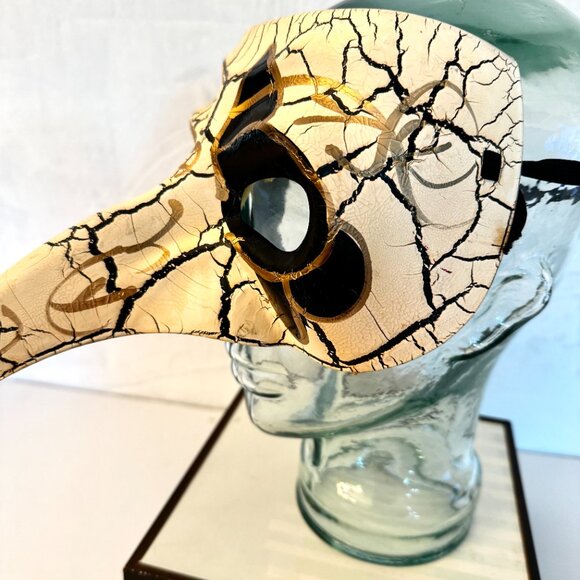 Venetian Carnivale Steampunk White Black Gold Plague Mask Long Nose Witch Hallow - Picture 5 of 7